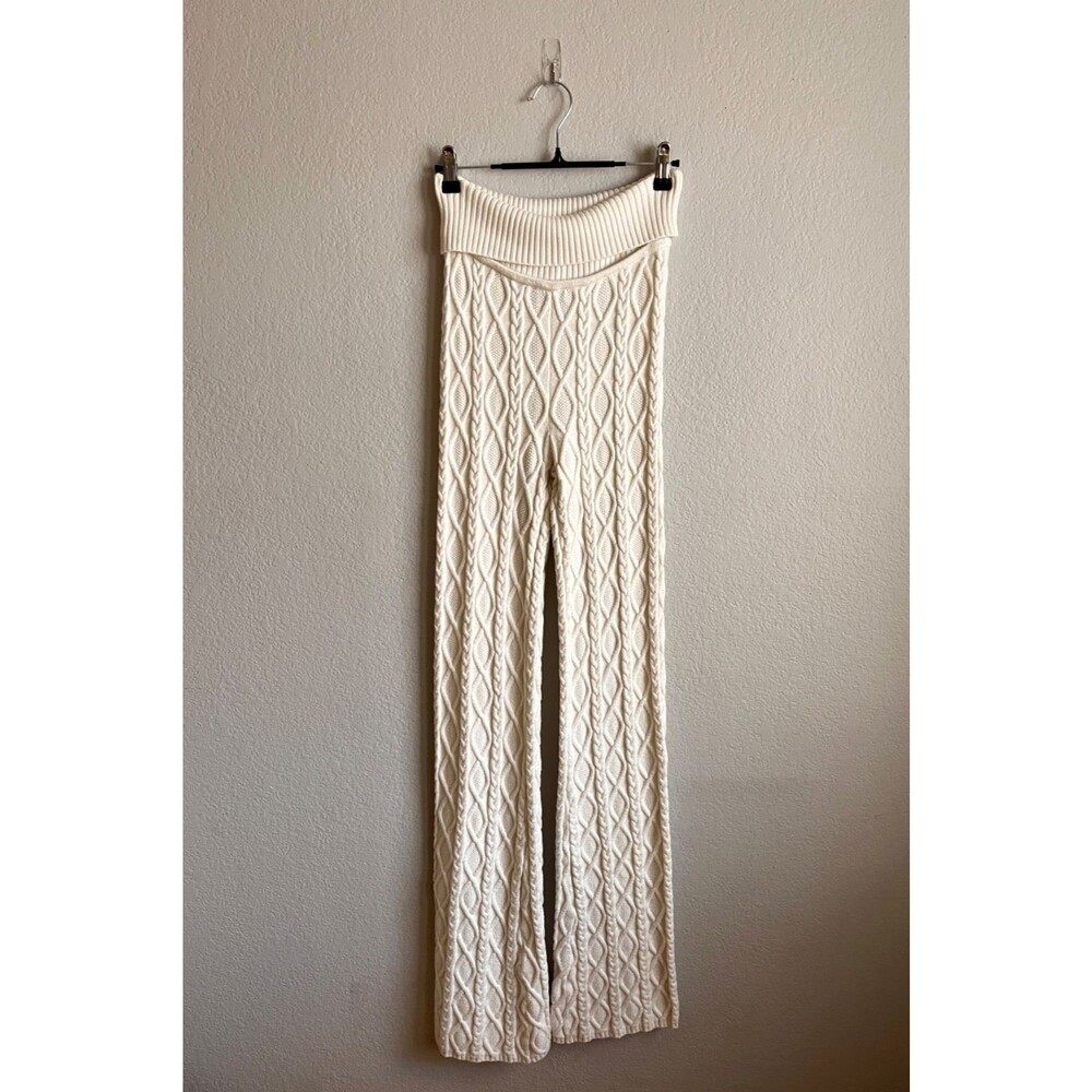 Skims Snow Bunny Knit Foldover Pants in Ivory Size SMALL